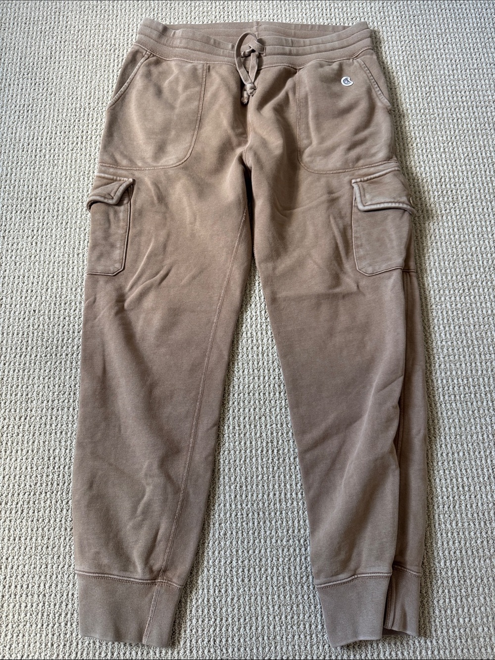Champion Men's Tan Cargo Joggers with Drawstring Waist